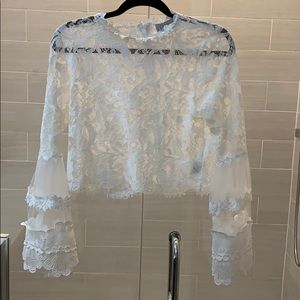 Cropped white lace top